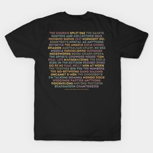 Aussie 80s Bands (Back Print) T-Shirt